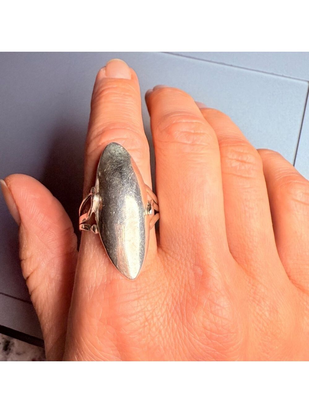 RARE Native American Hopi BIG Torpedo Dome Sterling Silver Modernist Ring VTG - Picture 5 of 8